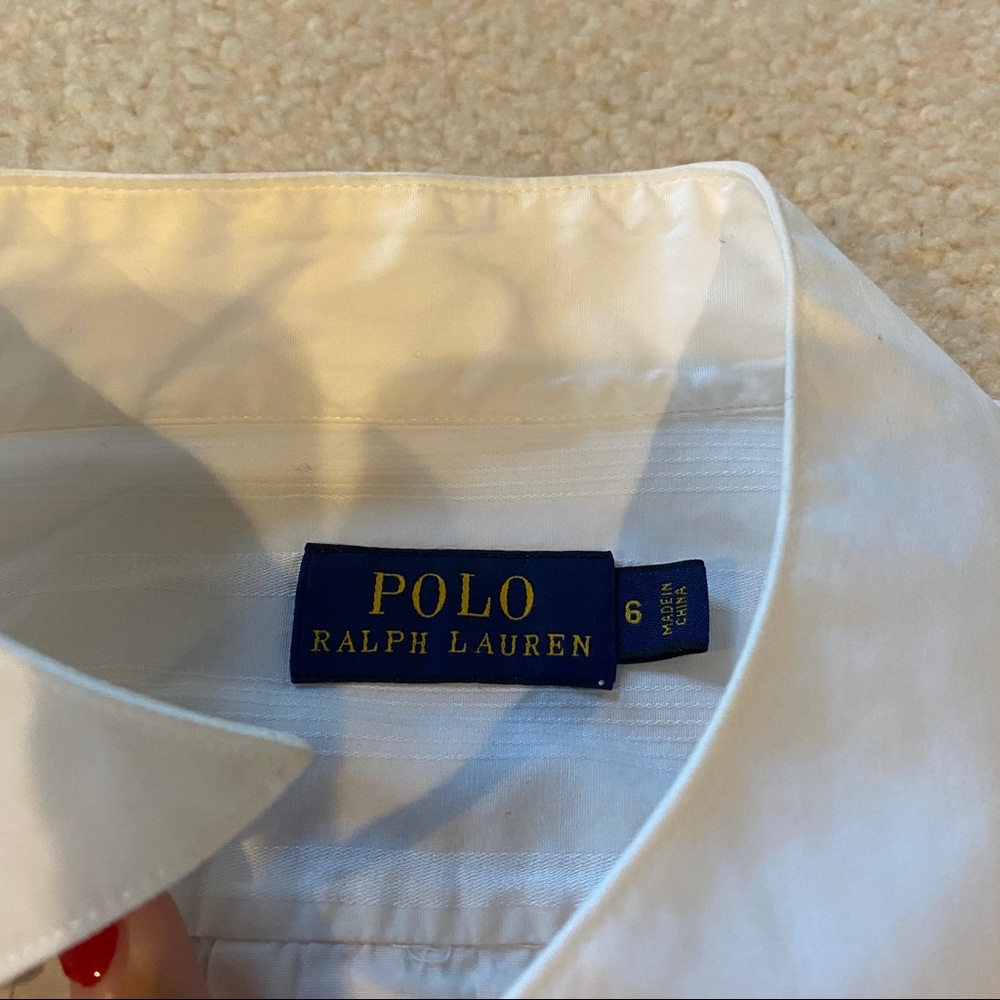 ⭐🎩Polo by Ralph Lauren White Formal Wingtip Collar Tuxedo Button Down Shirt - Picture 6 of 6
